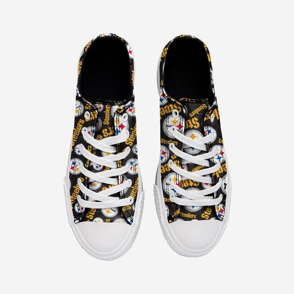 Steelers shoes Black and White Logo Sneakers - Picture 2 of 6